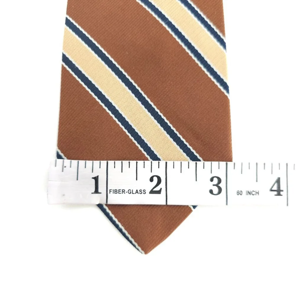 McCurdy's Men Necktie Striped Polyester Brown Blue Beige Size 57x3 - NWOT